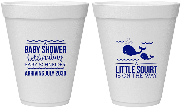 Personalized Baby Shower 12 oz Foam Cups - Mermaid On Her Way | 90044