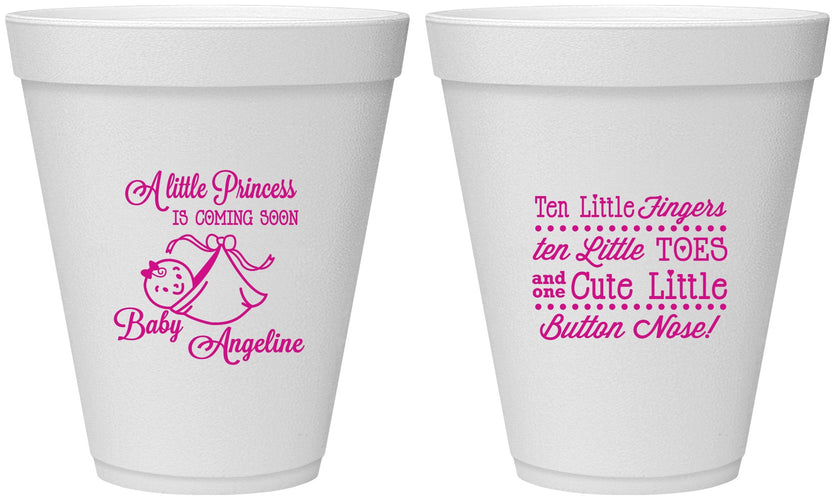 Personalized Baby Shower 12 oz Foam Cups - Little Princess | 90066