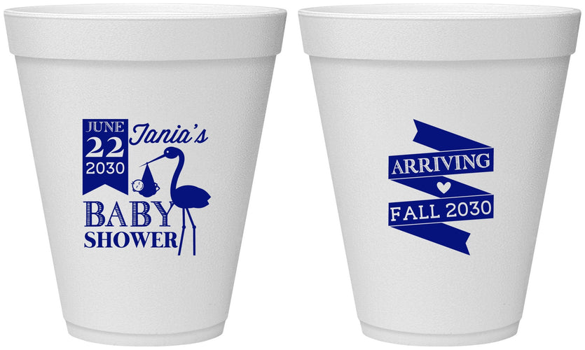Personalized Baby Shower 12 oz Foam Cups - Stork | 90073
