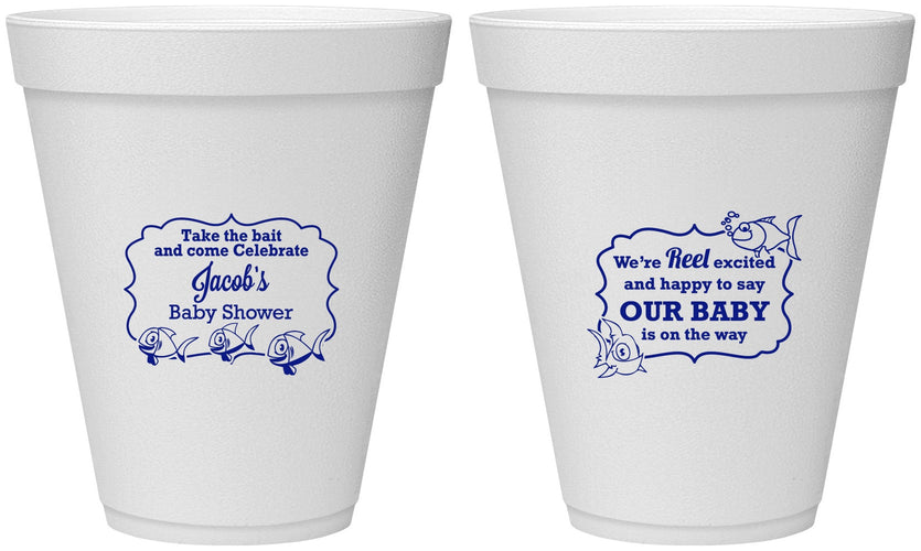 Personalized Baby Shower 12 oz Foam Cups - Fish | 90075