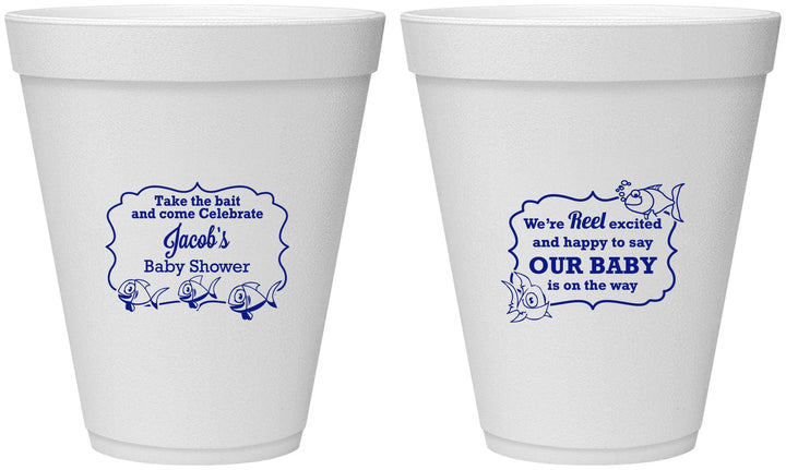 Personalized Baby Shower 12 oz Foam Cups - Fish | 90075