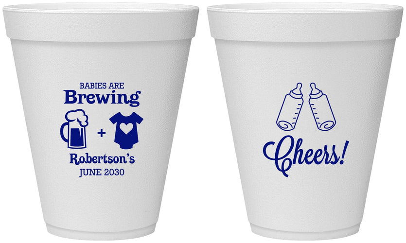 Personalized Baby Shower 12 oz Foam Cups - Babies Are Brewing | 90080