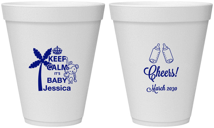 Personalized Baby Shower 12 oz Foam Cups - Baby Monkey | 90082