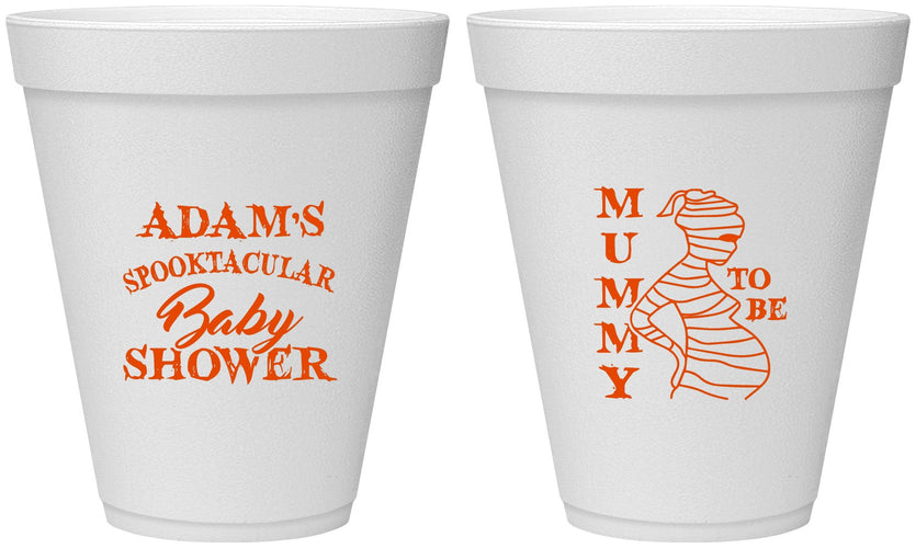 Personalized Baby Shower 12 oz Foam Cups - Mummy To Be Halloween | 90087