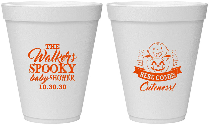 Personalized Baby Shower 12 oz Foam Cups - Cuteness Halloween | 90089