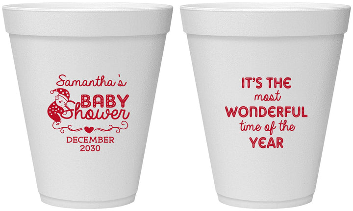 Personalized Baby Shower 12 oz Foam Cups - Christmas | 90191