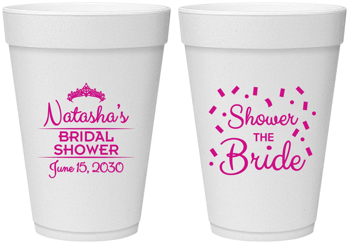 Personalized Bridal Shower 16 oz Foam Cups - Shower The Bride | 100001