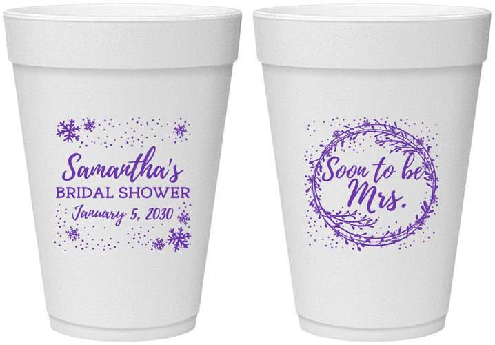 Personalized Bridal Shower 16 oz Foam Cups - Soon To Be Mrs | 100004