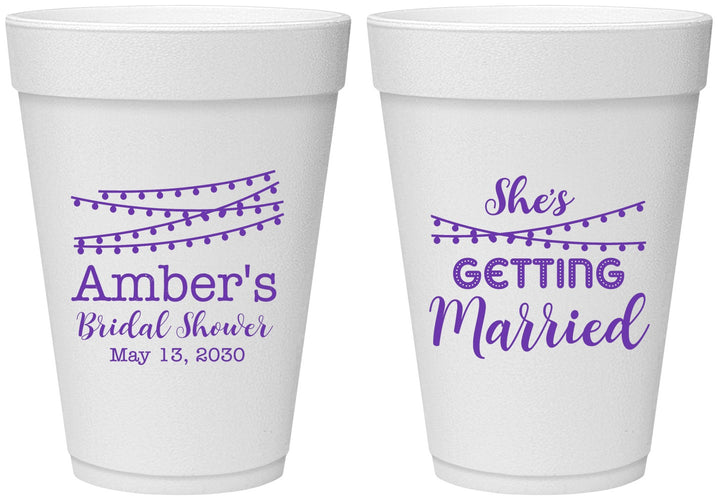 Personalized Bridal Shower 16 oz Foam Cups - She's Getting Married | 100008