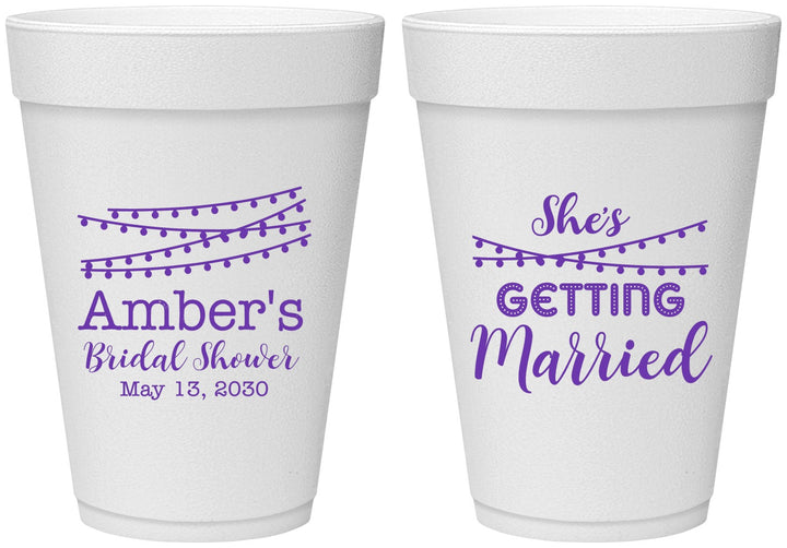 Personalized Bridal Shower 16 oz Foam Cups - She's Getting Married | 100008