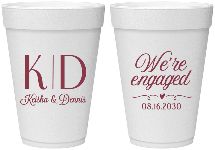 Personalized Engagement 16 oz Foam Cups - We Are Engaged | 10001