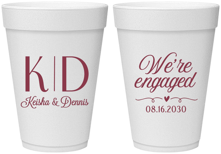 Personalized Engagement 16 oz Foam Cups - We Are Engaged | 10001