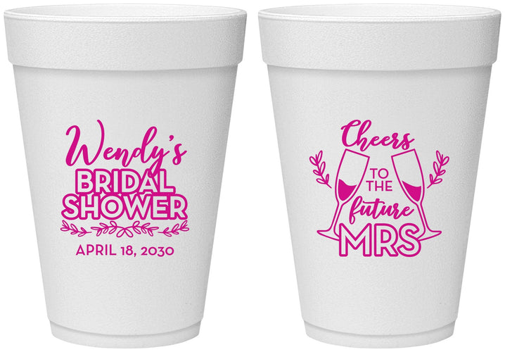 Personalized Bridal Shower 16 oz Foam Cups - Future Mrs | 100011