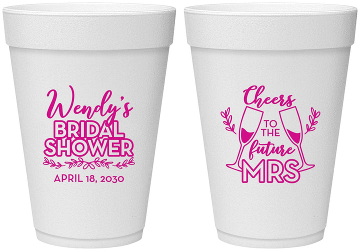 Personalized Bridal Shower 16 oz Foam Cups - Future Mrs | 100011
