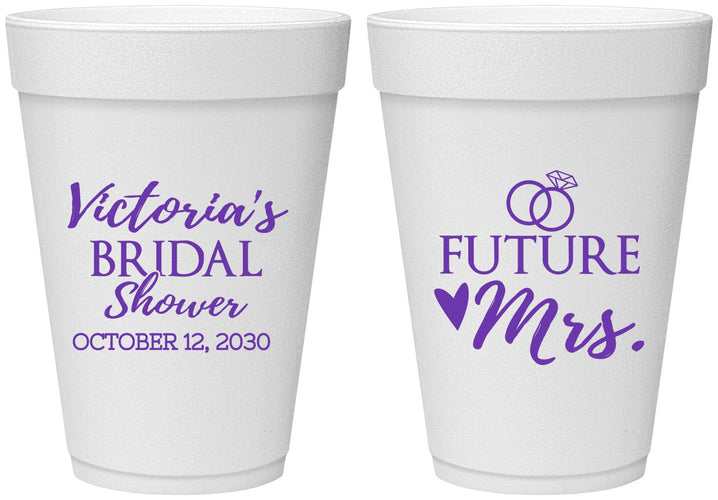 Personalized Bridal Shower 16 oz Foam Cups - Future Mrs | 100012