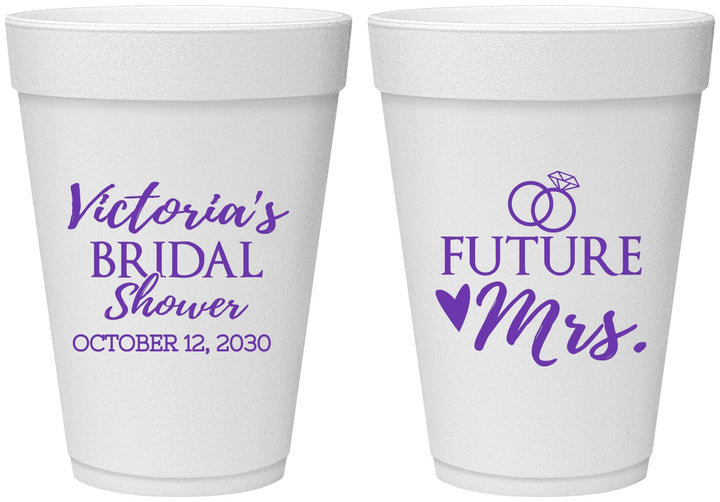 Personalized Bridal Shower 16 oz Foam Cups - Future Mrs | 100012