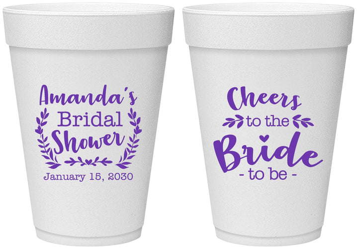 Personalized Bridal Shower 16 oz Foam Cups - Cheers To The Bride | 100014