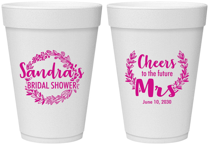 Personalized Bridal Shower 16 oz Foam Cups - Future Mrs | 100015