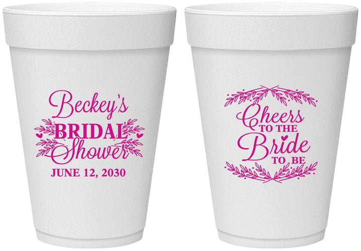 Personalized Bridal Shower 16 oz Foam Cups - Cheers To The Bride | 100019