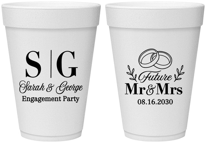 Personalized Engagement 16 oz Foam Cups - Future Mr And Mrs | 10002