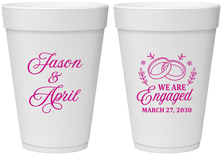 Personalized Engagement 16 oz Foam Cups - We Are Engaged | 10003