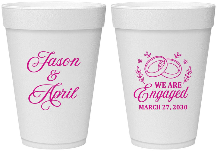 Personalized Engagement 16 oz Foam Cups - We Are Engaged | 10003