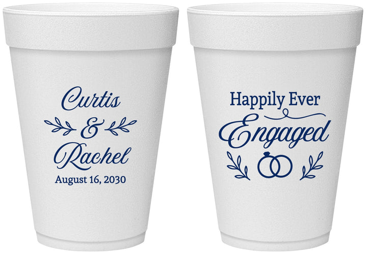 Personalized Engagement 16 oz Foam Cups - Happily Ever Engaged | 10004