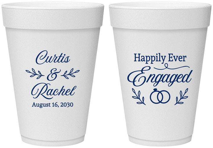 Personalized Engagement 16 oz Foam Cups - Happily Ever Engaged | 10004