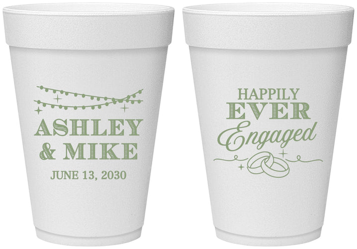 Personalized Engagement 16 oz Foam Cups - Happily Ever Engaged | 10006