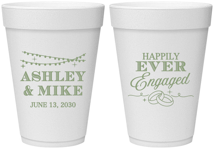 Personalized Engagement 16 oz Foam Cups - Happily Ever Engaged | 10006