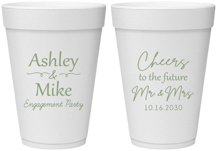 Personalized Engagement 16 oz Foam Cups - Future Mr And Mrs | 10014