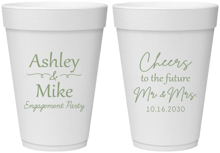 Personalized Engagement 16 oz Foam Cups - Future Mr And Mrs | 10014