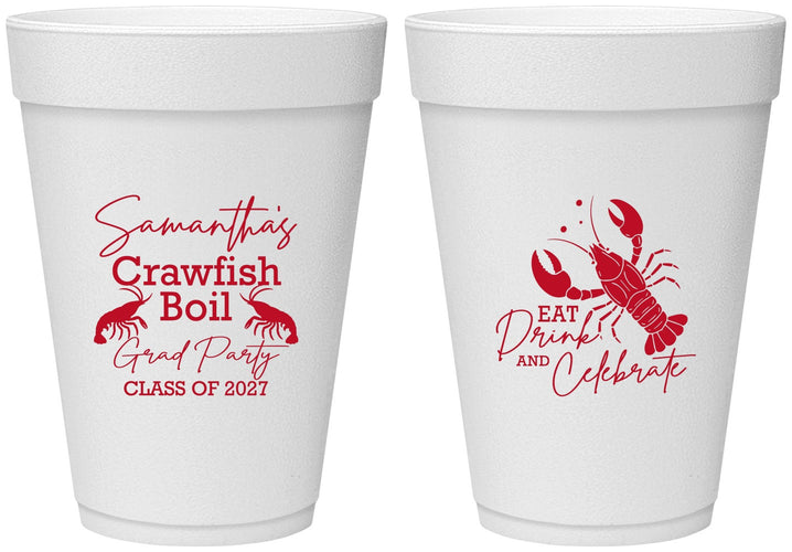Personalized Graduation 16 oz Foam Cups - Class Of 2027 Crawfish Boil | 130002