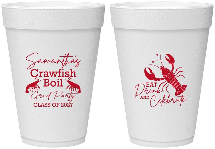 Personalized Graduation 16 oz Foam Cups - Class Of 2027 Crawfish Boil | 130002
