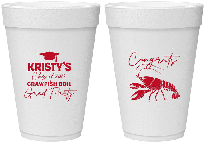 Personalized Graduation 16 oz Foam Cups - Class Of 2027 Crawfish Boil | 130003