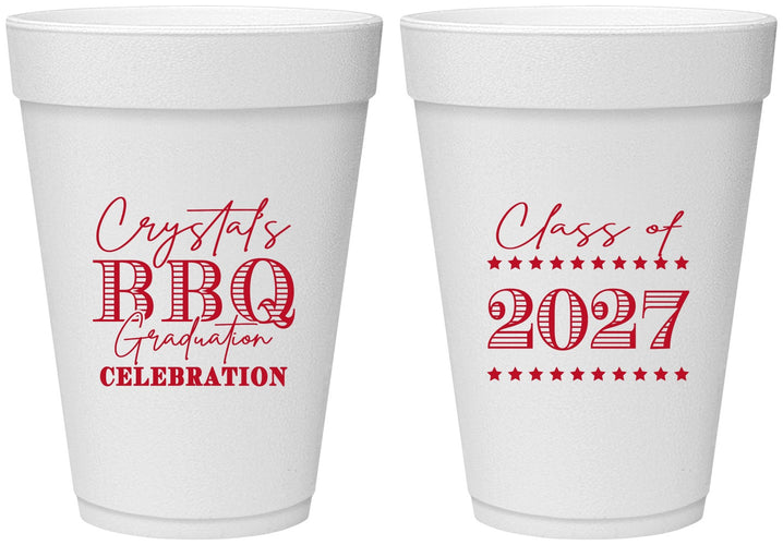 Personalized Graduation 16 oz Foam Cups - Class Of 2027 Bbq | 130005