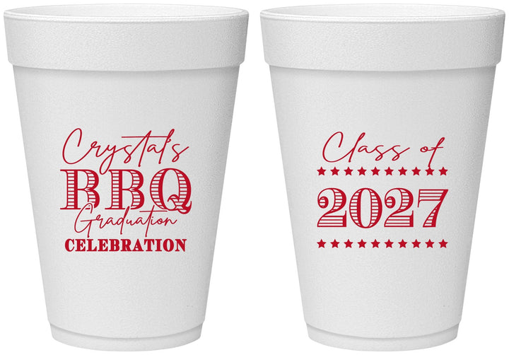 Personalized Graduation 16 oz Foam Cups - Class Of 2027 Bbq | 130005