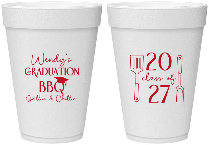Personalized Graduation 16 oz Foam Cups - Class Of 2027 Bbq | 130008