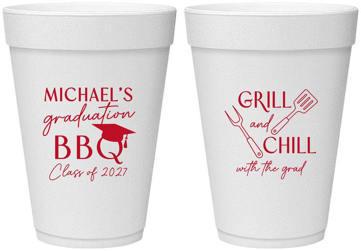 Personalized Graduation 16 oz Foam Cups - Class Of 2027 Bbq | 130009
