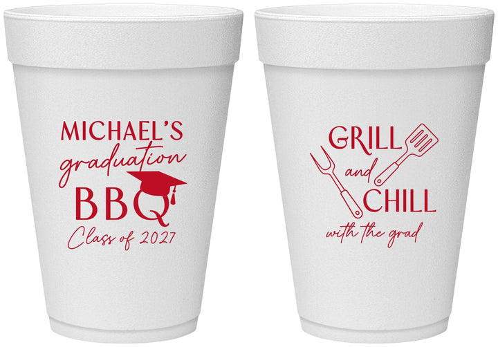 Personalized Graduation 16 oz Foam Cups - Class Of 2027 Bbq | 130009