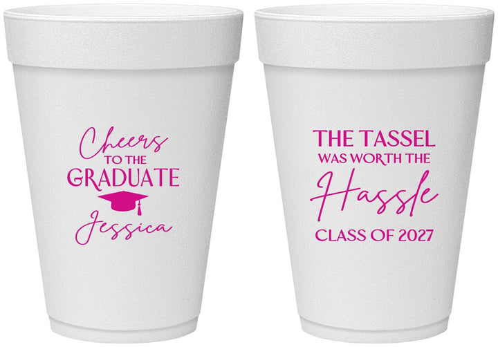 Personalized Graduation 16 oz Foam Cups - Class Of 2027 Tassel Hassel | 130010