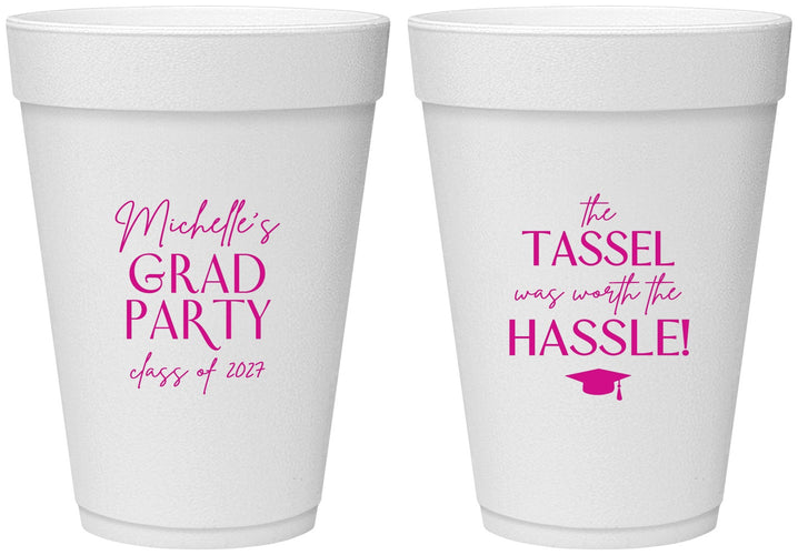 Personalized Graduation 16 oz Foam Cups - Class Of 2027 Tassel Hassel | 130011