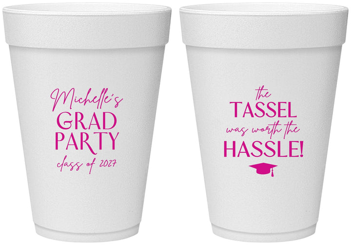 Personalized Graduation 16 oz Foam Cups - Class Of 2027 Tassel Hassel | 130011