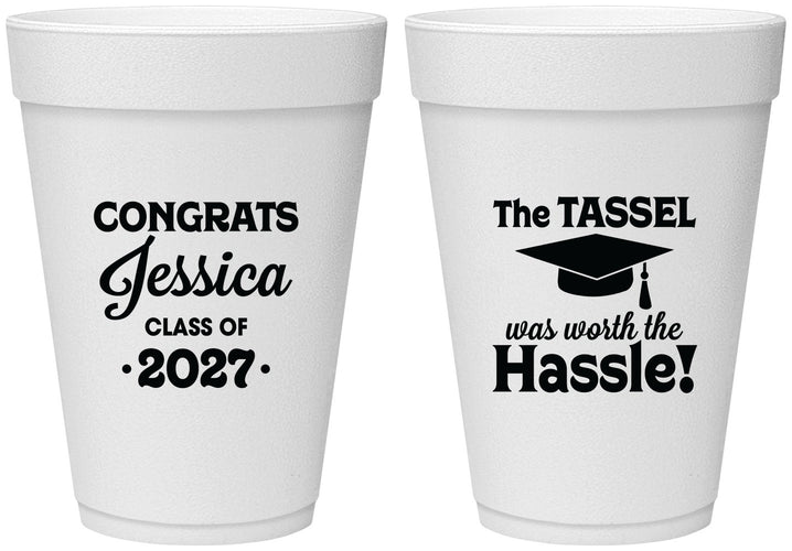 Personalized Graduation 16 oz Foam Cups - Class Of 2027 Tassel Hassel | 130012