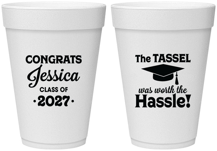 Personalized Graduation 16 oz Foam Cups - Class Of 2027 Tassel Hassel | 130012