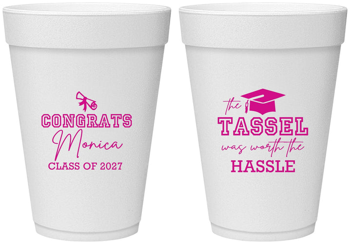 Personalized Graduation 16 oz Foam Cups - Class Of 2027 Tassel Hassel | 130014