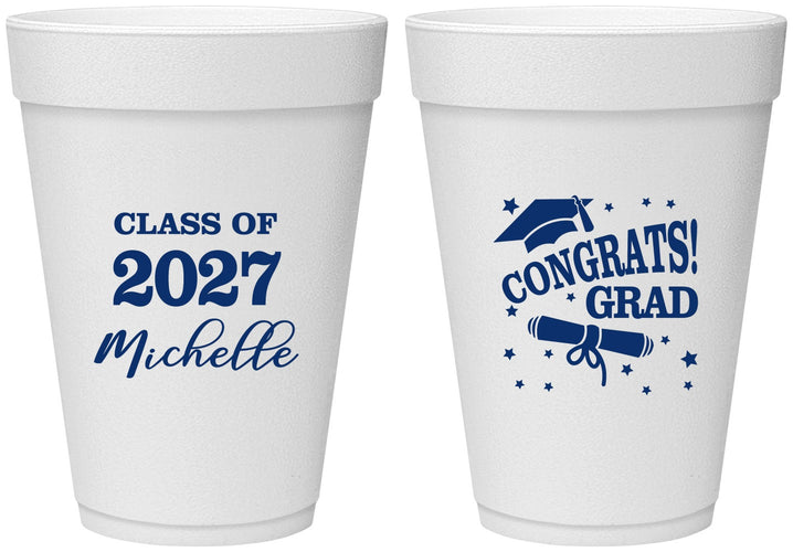Personalized Graduation 16 oz Foam Cups - Class Of 2027 Congrats | 130027