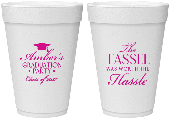 Personalized Graduation 16 oz Foam Cups - Class Of 2027 Tassel Hassel | 130030