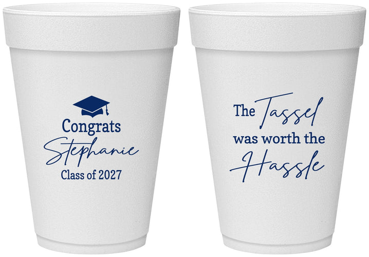 Personalized Graduation 16 oz Foam Cups - Class Of 2027 Tassel Hassel | 130031