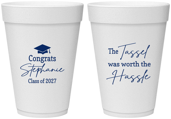 Personalized Graduation 16 oz Foam Cups - Class Of 2027 Tassel Hassel | 130031